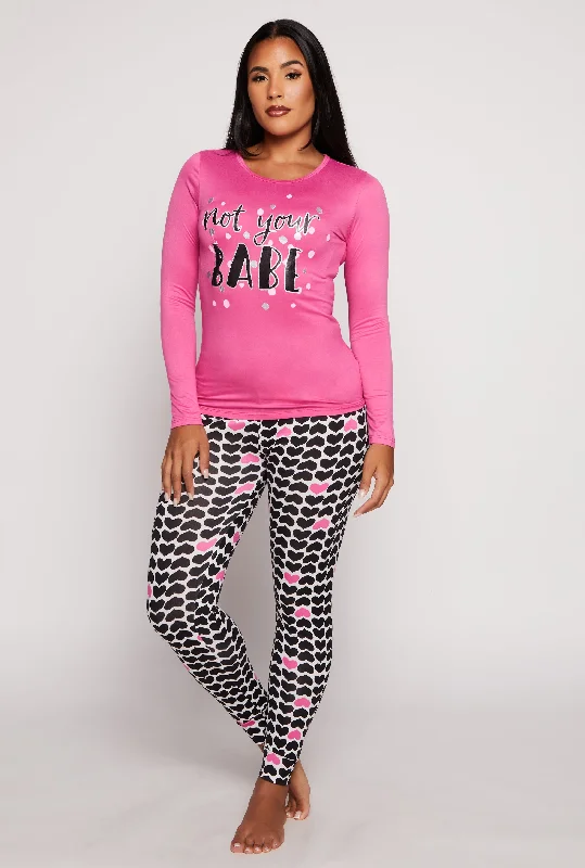 Not Your Babe Long Sleeve Pajama Top and Pants