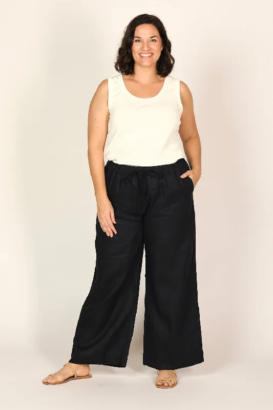 Breezy Relaxed Linen Pant in Black