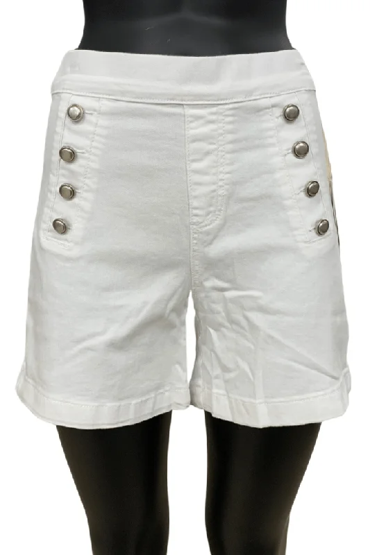 Charlie B White Shorts With Buttons Placket On Front - C8054 615A