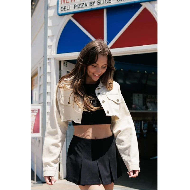 Cropped Boyfriend Jacket - Cream