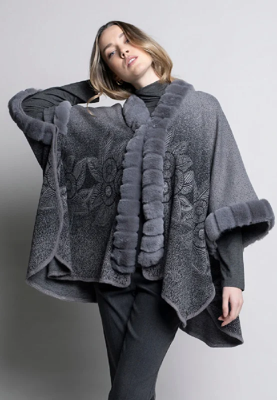 Faux Fur Trimmed Cape