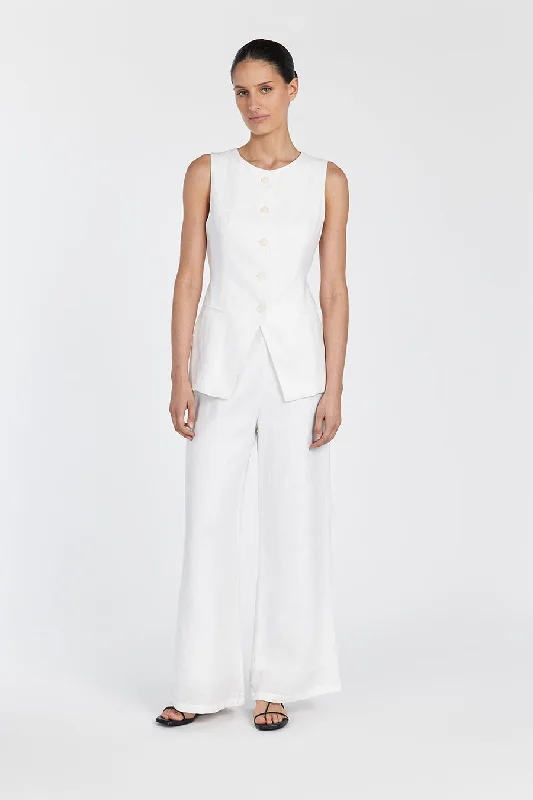 FLICK WHITE LINEN PANT