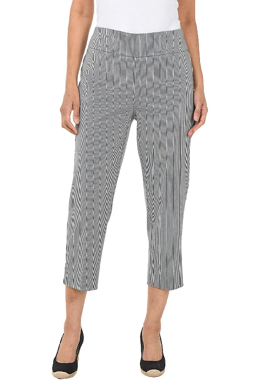 Striped Pull-On Capri Pant