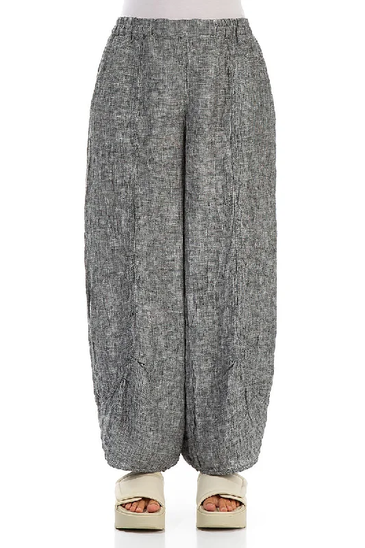 Loose Grey Mélange Linen Trousers