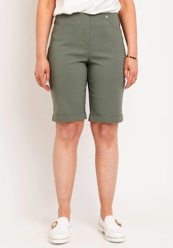 Robell Bella 04 Turn Up Shorts, Khaki