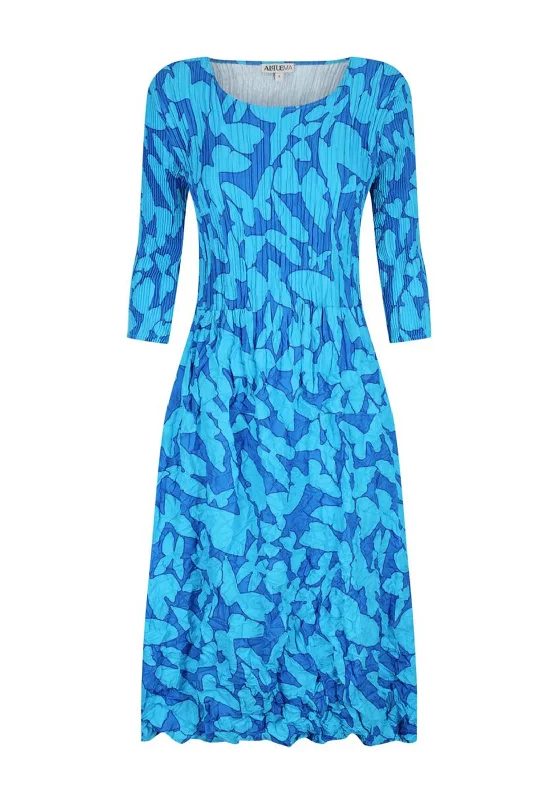 Alquema Smash Pocket Crinkle Print Midi Dress, Blue