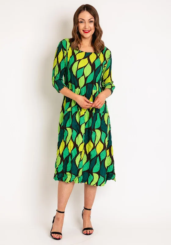 Alquema Smash Pocket Crinkle Print Midi Dress, Jungle