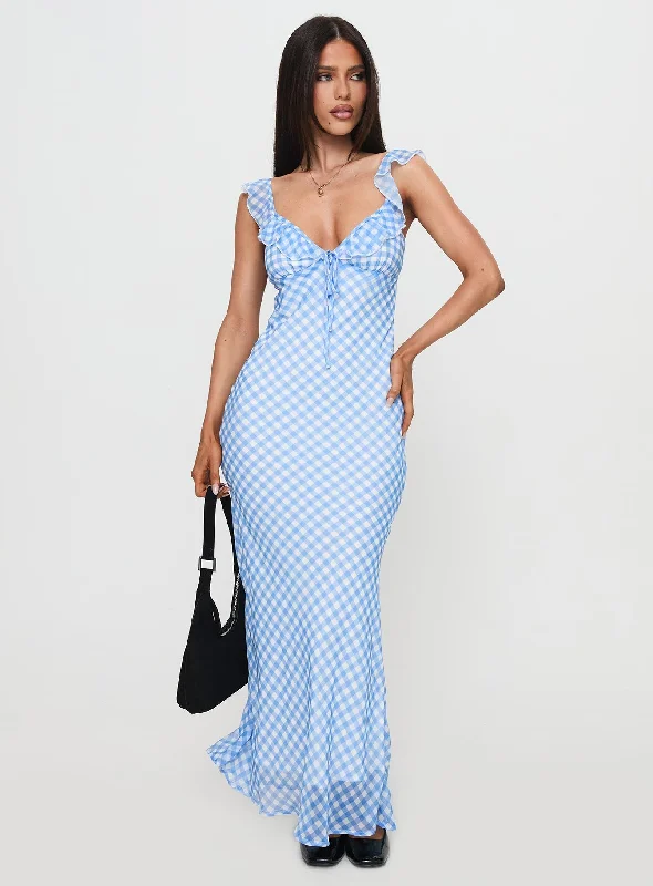 Brigette Maxi Dress Blue Gingham