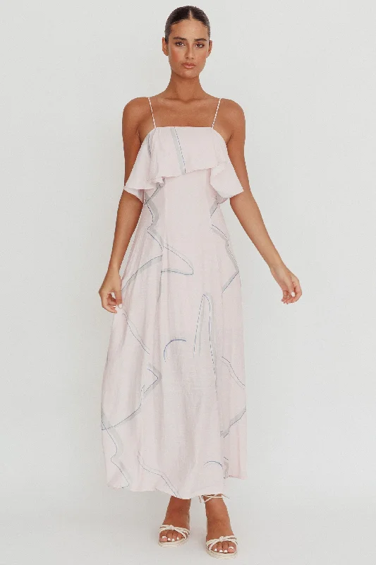 Cressida Line Ruffle Maxi Dress Pink