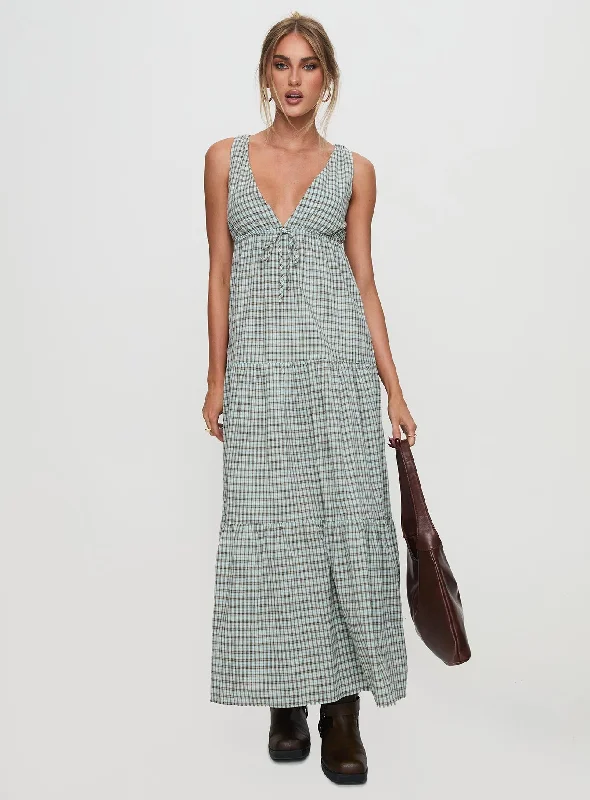 Dipsie Maxi Dress Blue / Brown Check