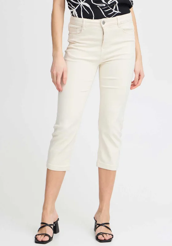 Fransa Luxe Elli Capric Slim Leg Denims, Off White