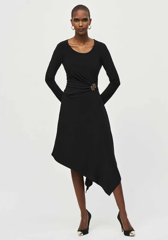 Joseph Ribkoff Asymmetric Hardware Trim Midi Dress, Black