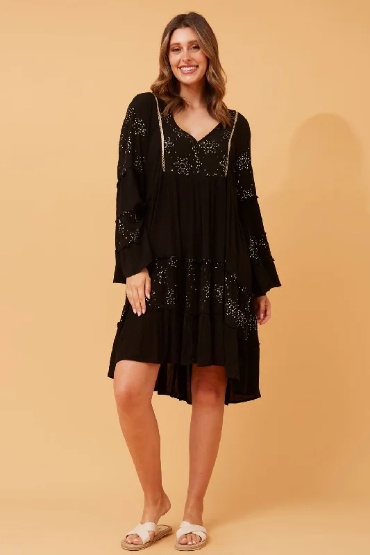 KAVITA SEQUIN DETAIL TIERED DRESS