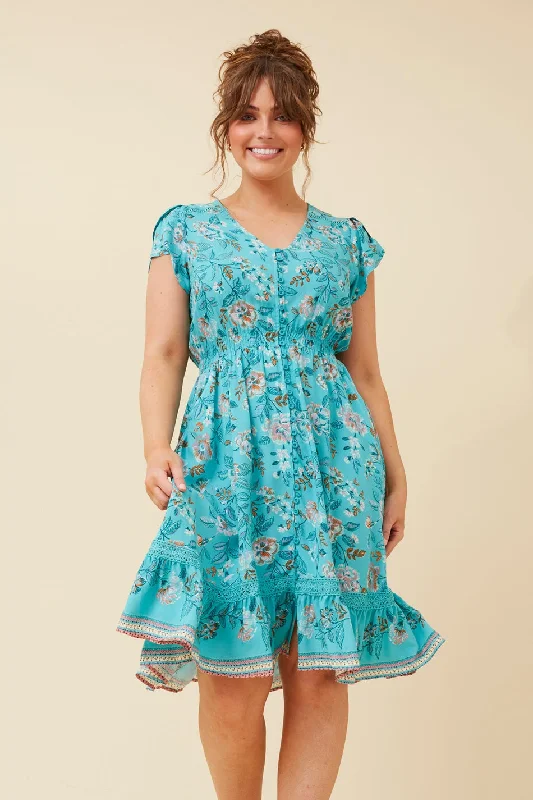 MOROCCO FLORAL KNEE LENGTH DRESS