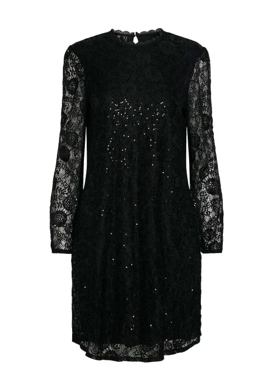 Pieces Colline Lace Sequin Mini Dress, Black