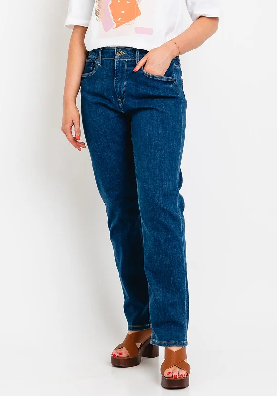 Pepe Jeans High Waist Straight Leg Jeans, Medium Blue