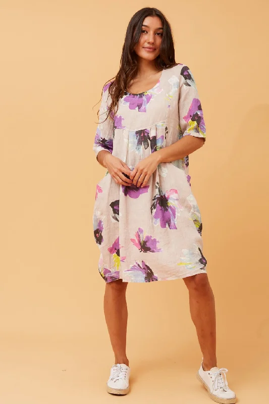 PISA FLORAL LINEN DRESS