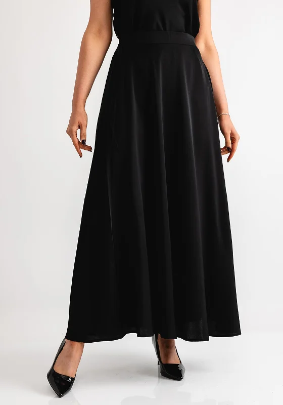 Serafina Collection Satin Maxi Skirt, Black