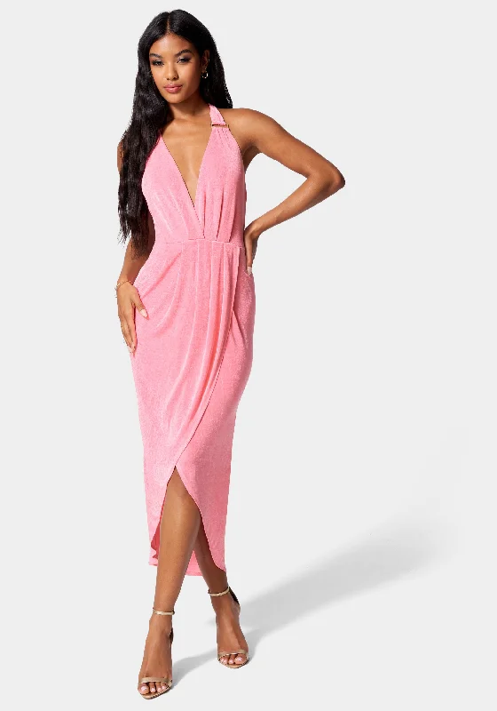 Slinky Asymmetrical Halter Neck Dress