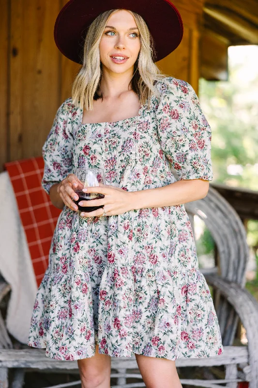 Take Me Back White Floral Babydoll Dress