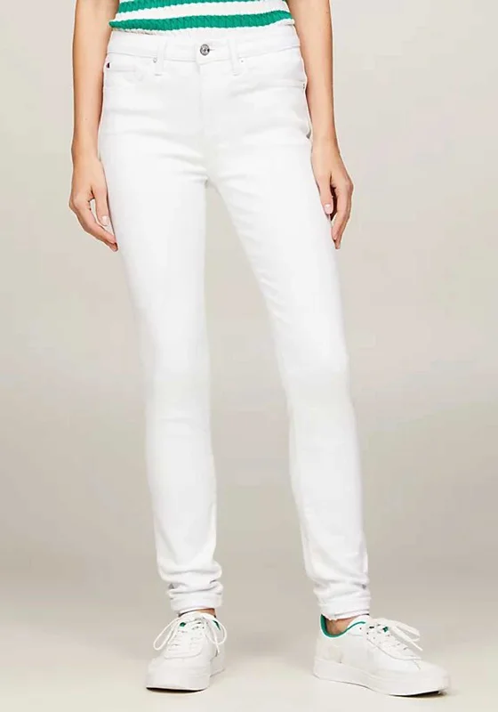 Tommy Hilfiger Womens Como High Rise Skinny Jeans, White