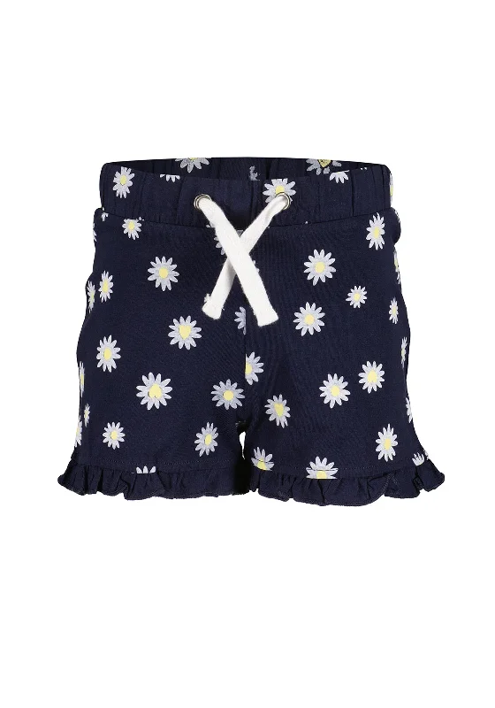 Blue Seven Girl Floral Frill Short, Navy