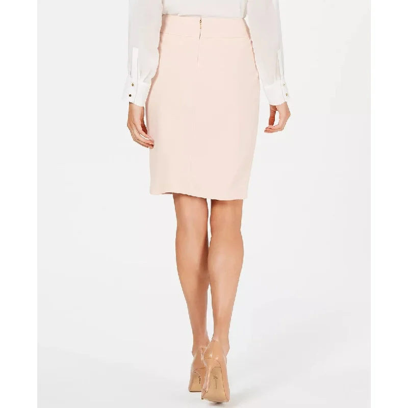 Calvin Klein Women's Buttoned Faux-Wrap Pencil Skirt Pink Size 8