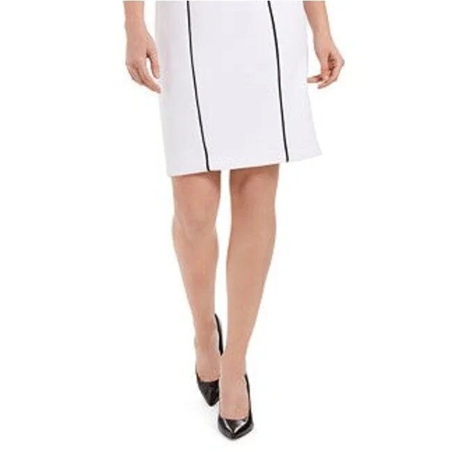 Calvin Klein Women's Contrast Piping Pencil Skirt White Size 16