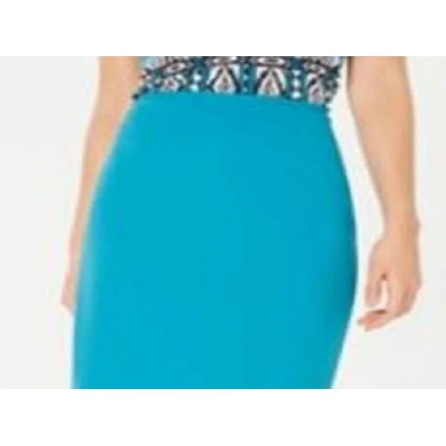 Calvin Klein Women's Lagoon Scuba Crepe Solid Hue Back Slit Skirt Blue Size 4