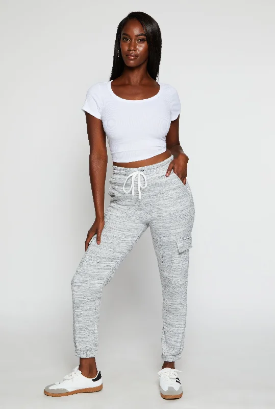 Fleece High Waist Cargo Sweatpants