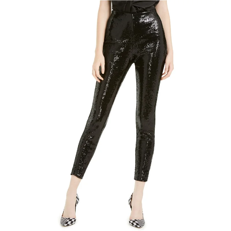 I-N-C Womens Sequined Skinny Ankle Casual Leggings, Black, X-Small