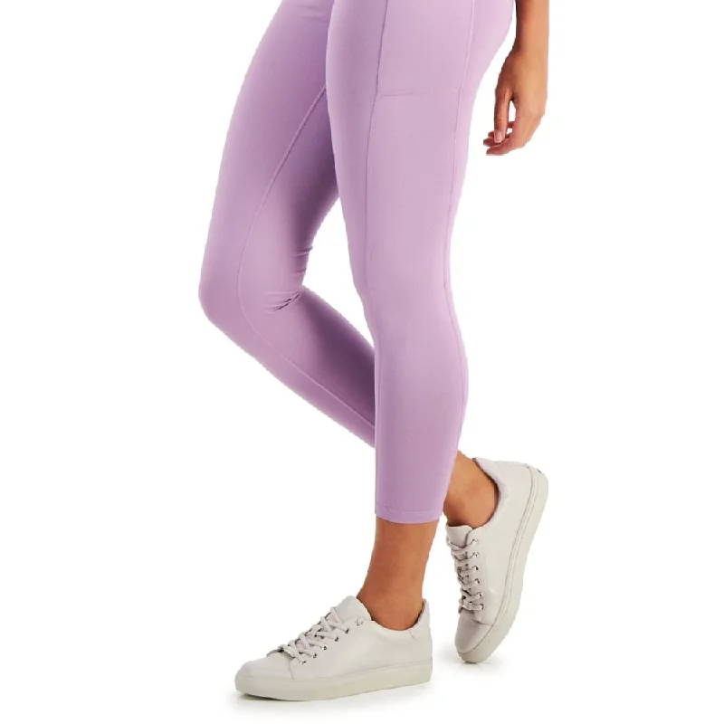 Id Ideology Women's High Waist Side Pocket 7/8 Length Leggings Purple Size X -Small