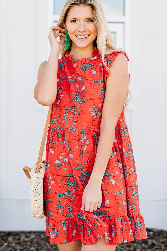 In My Possession Red Ditsy Floral Dress