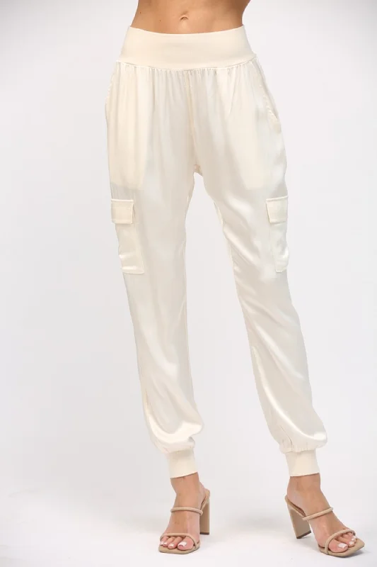 Jazzy Satin Cargo Jogger Pant