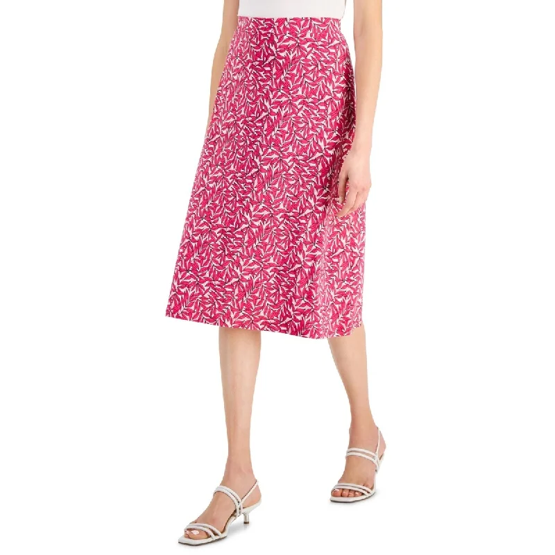 Kasper Women's Printed Flared Midi Skirt Pink Size Large