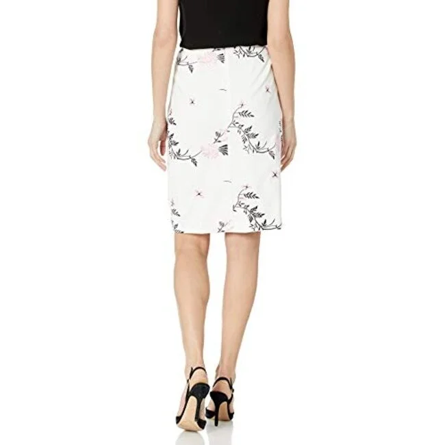 Kasper Women's Skirt Embroidered Floral Straight & Pencil White Size 12