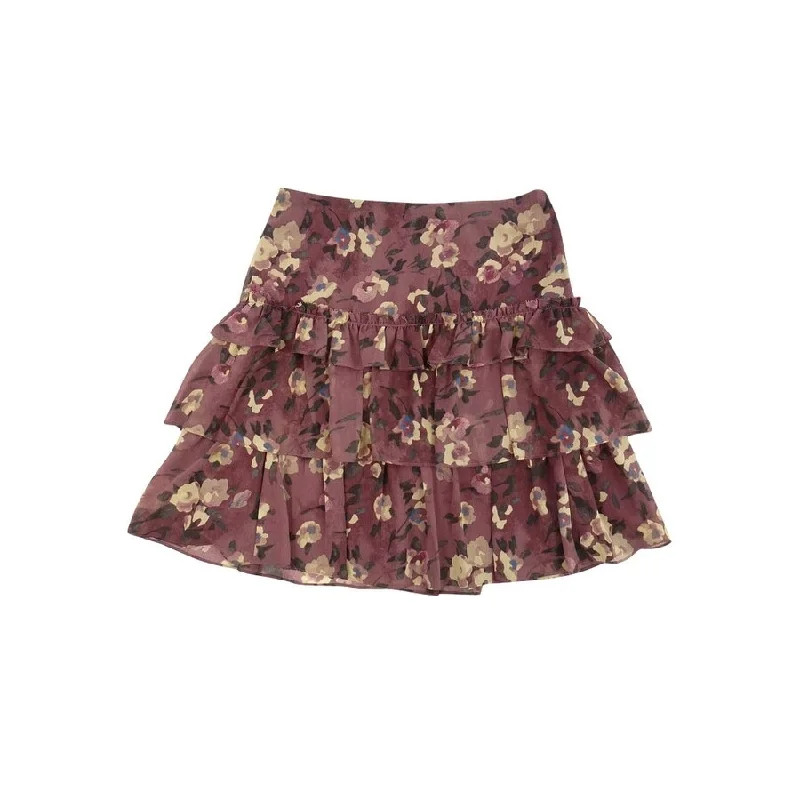 Lauren Ralph Lauren Womens Floral Crinkle Georgette Miniskirt (16, Purple Multi)