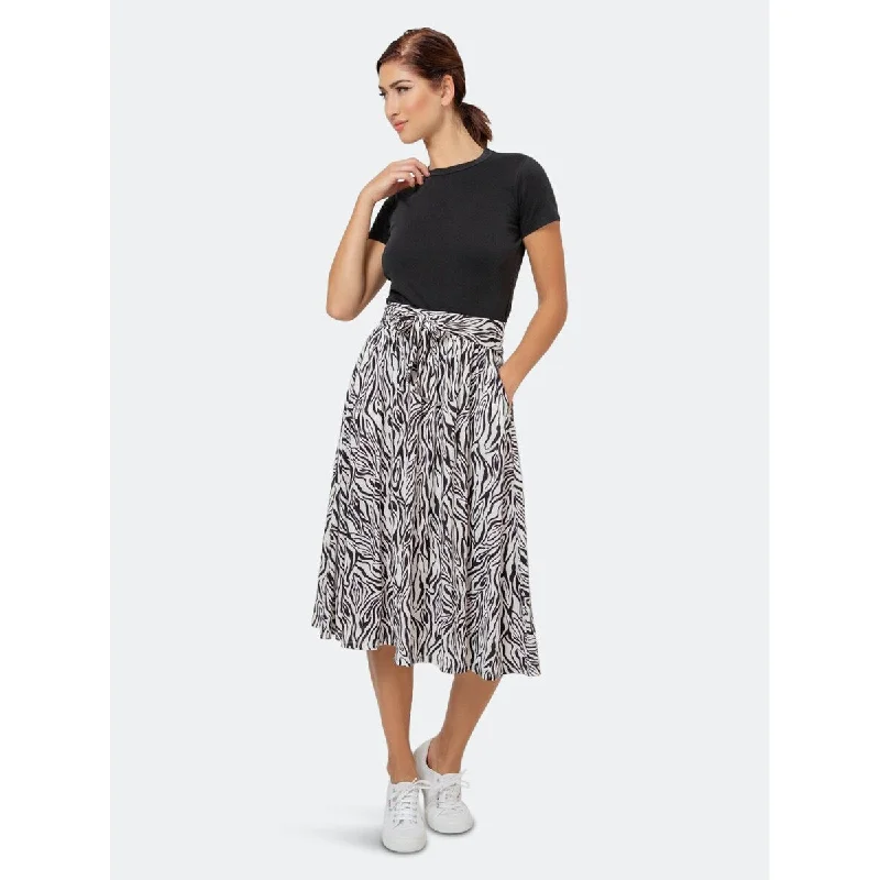 Leota Women's Mindy Skirt In Woodgrain Zebra Black Beauty Marshmallow Large Lord & Taylor White