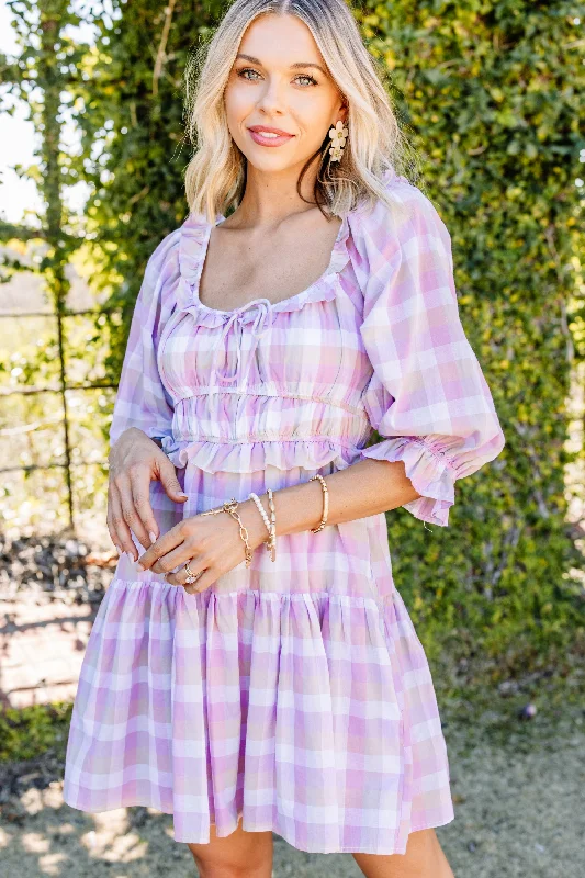 Lost In Love Lavender Purple Gingham Dress