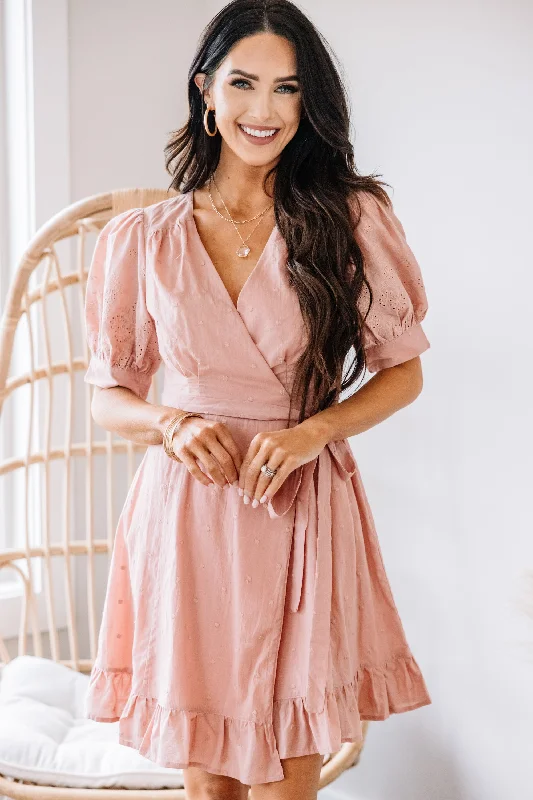 Love Me For Me Blush Pink Swiss Dot Wrap Dress