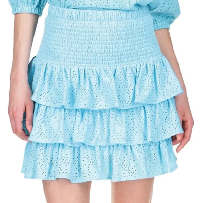 Michael Kors Women's Eyelet Tiered Skirt Blue Size X-Small