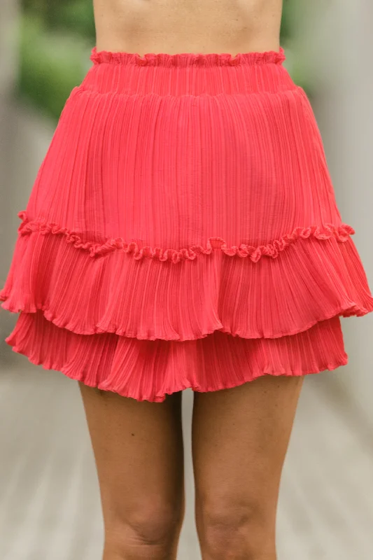 Perfect View Flamingo Pink Ruffled Skirt