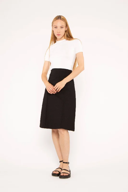 Ponte Knit A-Line Mide Skirt