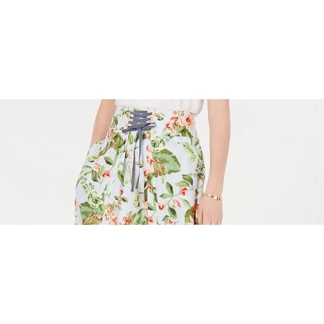 Tommy Hilfiger Women's Floral Print Lace Up Skirt Multi Size 10