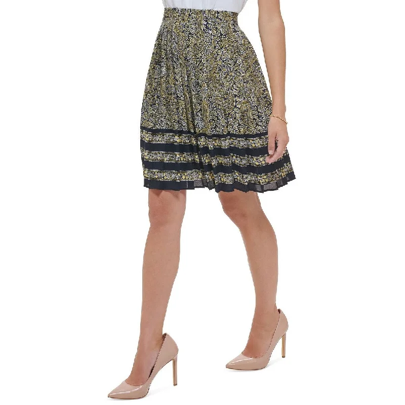 Tommy Hilfiger Women's Pleated Paisley Skirt Yellow Size 14