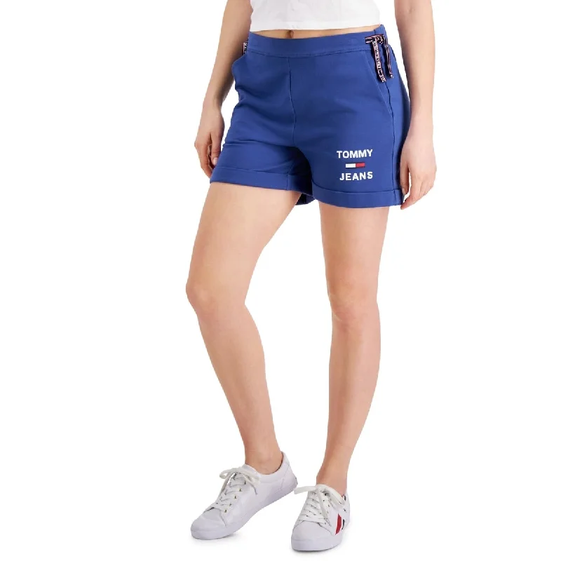 Tommy Jeans Women's Knit Logo Shorts Blue Size X-Large