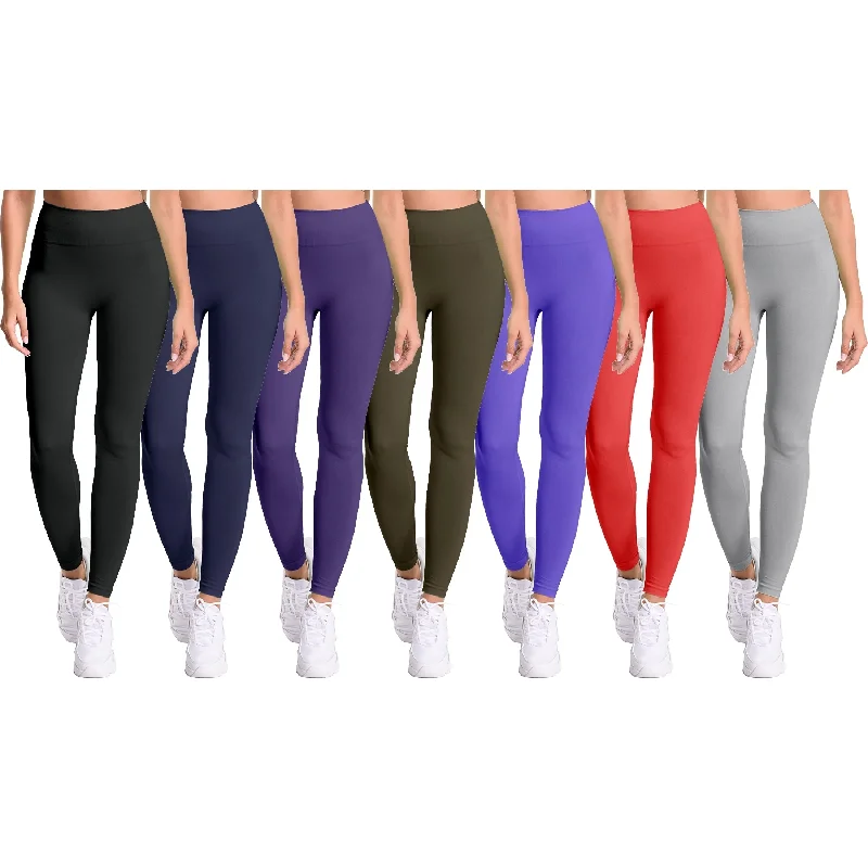 Womens FleeceLined Seamless Yoga Pants 2Pack Soft Stretch Athletic Leggings