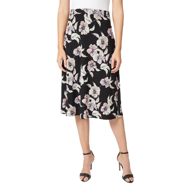 Womens High Waist Midi Skirt Floral Print Casual Formal Soft Breathable 1Pack