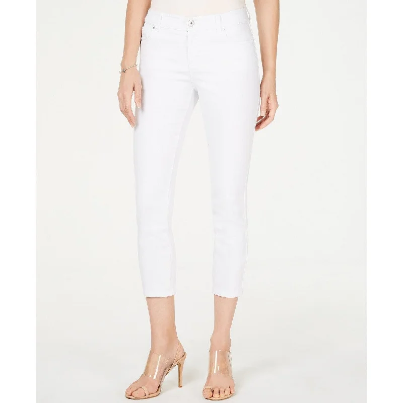 INC International Concepts Women's Curvy-Fit Cropped Straight-Leg Jeans White Size 8