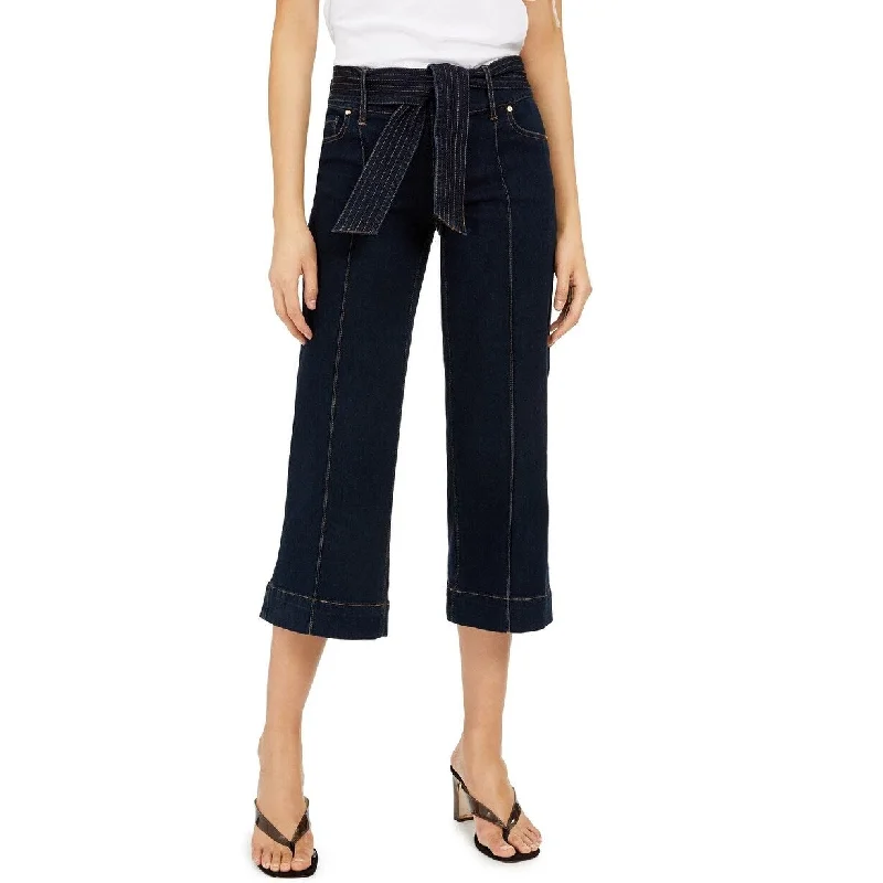 INC International Concepts Women's Tie-Waist Culotte Jeans Blue Size 16